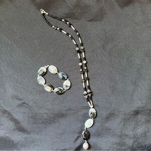 Unique Custom Made Necklace And Bracelet Set. Polished Stone